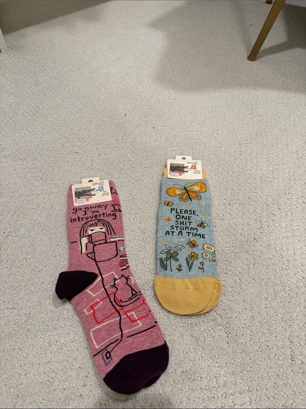 Blue Q Women’s Novelty Socks 2-Pack NWT Funny Crew & Ankle Socks